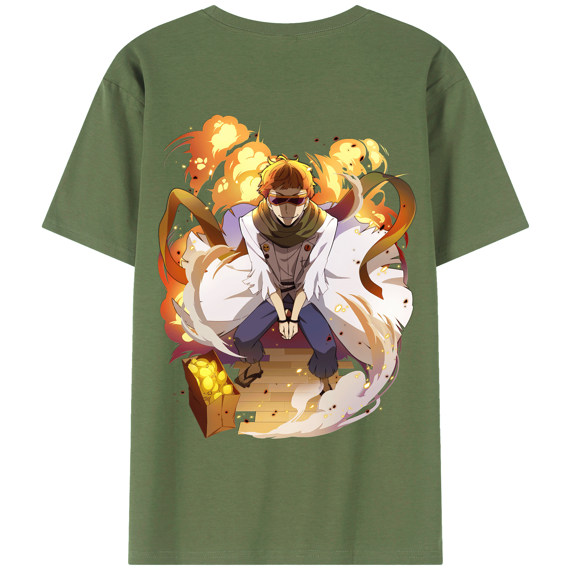 （画像用） 文豪ストレイドッグス Bungo Stray Dogs 綿100％ メンズ半袖Tシャツ（バックプリント） 通気性